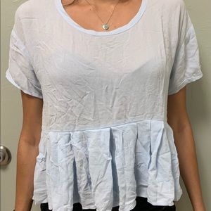 Never worn light blue peplum chiffon top